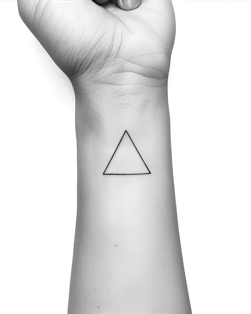 Tatuagem pequena masculina com significado, triângulo representando estabilidade.